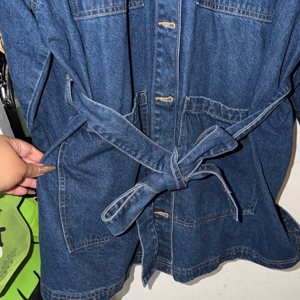 Denim Belted Jacket - image 3